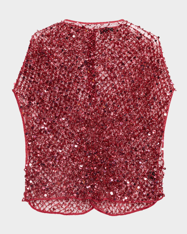 Sequin Net Mesh Cape Top